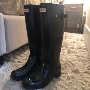 hunter original tour gloss packable rain boot